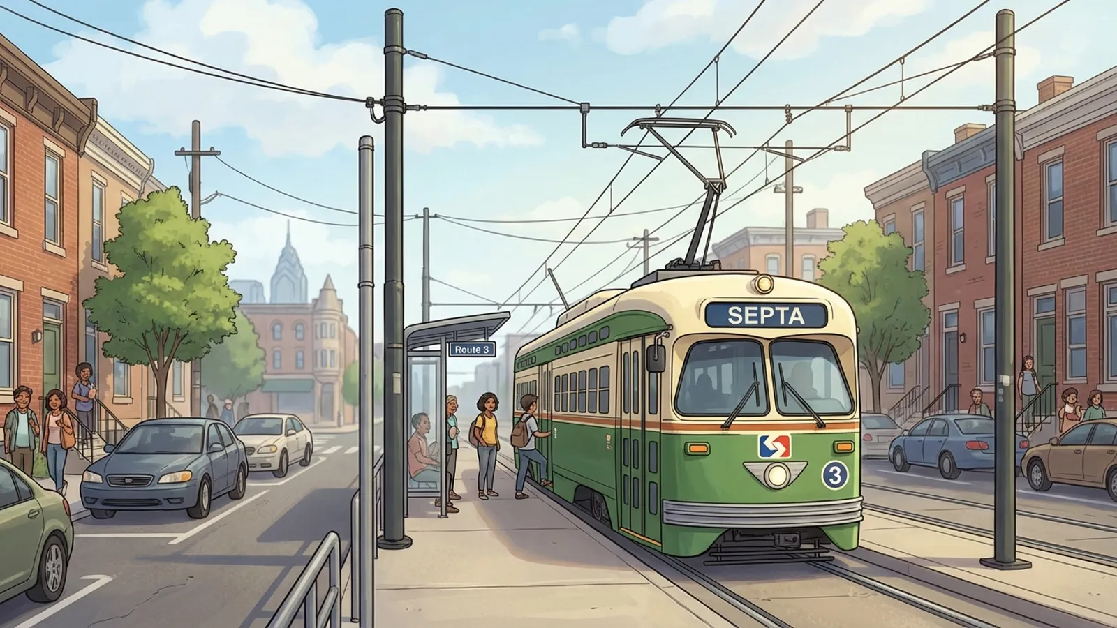 Philadelphia T3 Trolley Recovering After Track Blockage