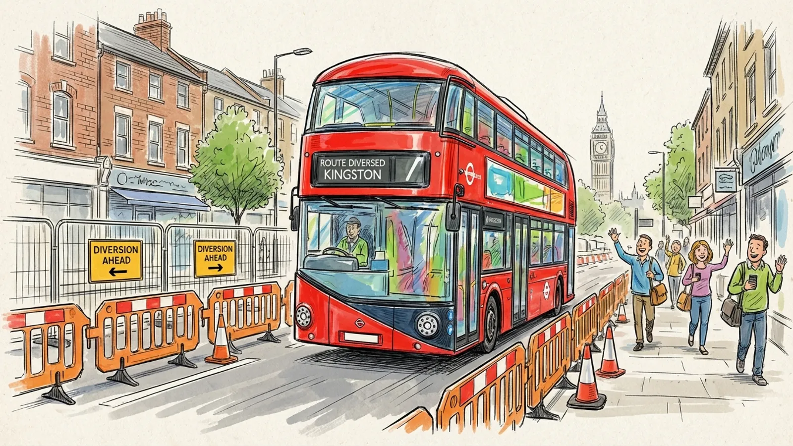 Kingston SL7 Diverts as New Cycle Lane Takes Shape