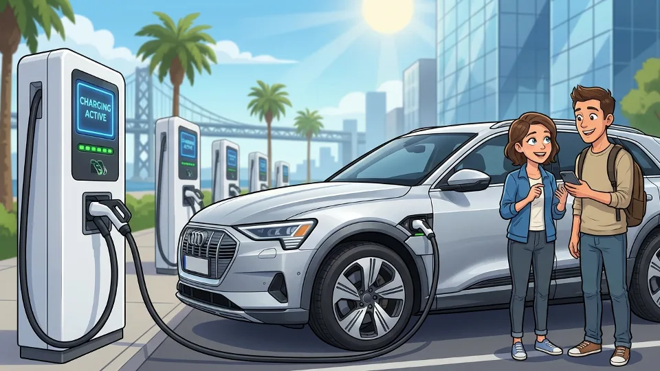 Zero-emission vehicle charging at public station in California