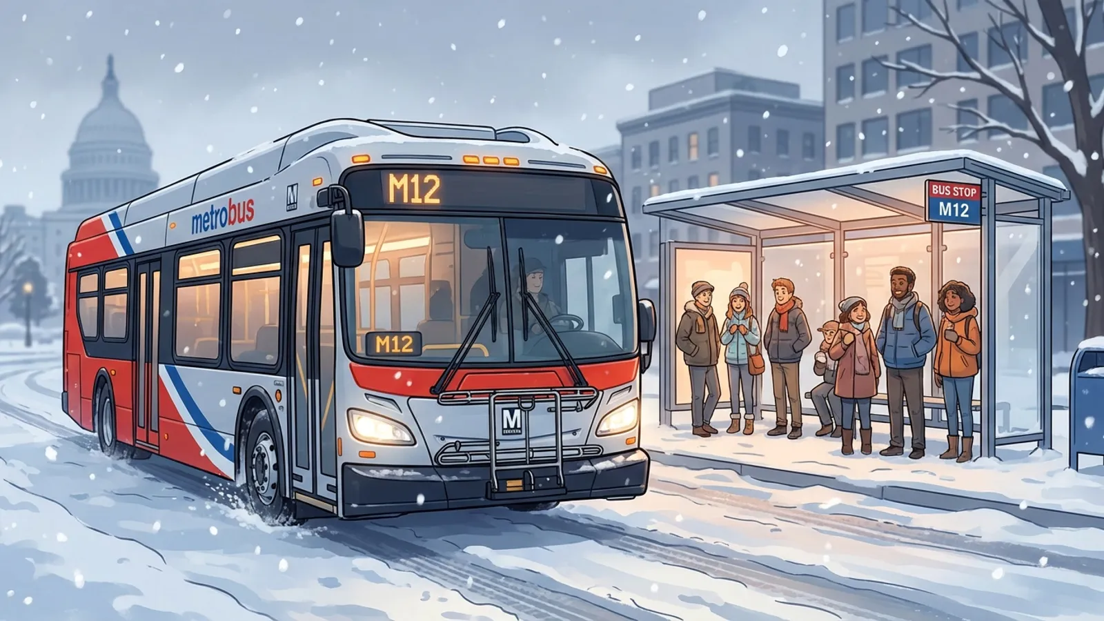 DC-MD-VA M12 Bus Adapts Route for Winter Safety