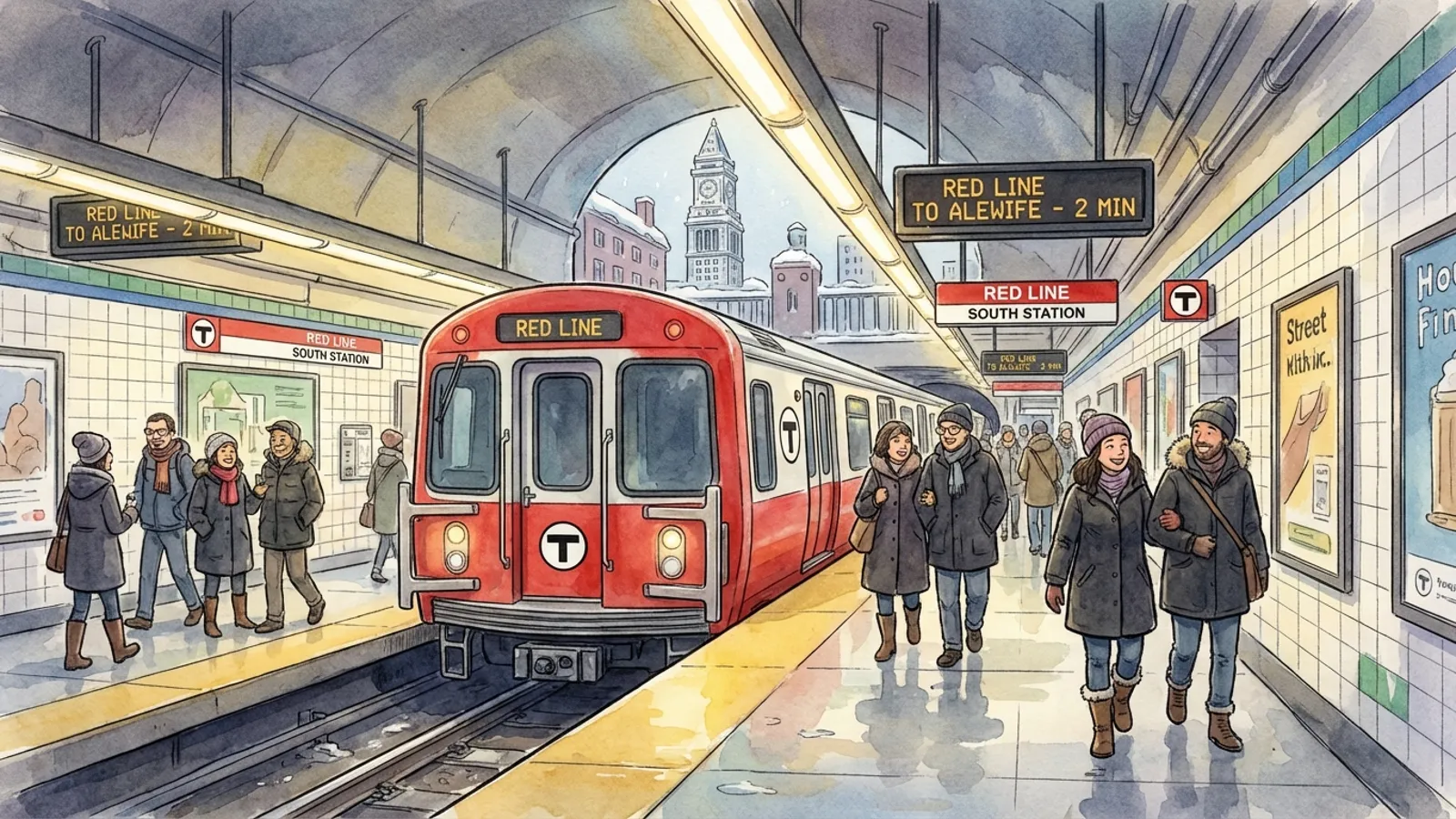 Boston Red Line Adapts After Winter Storm