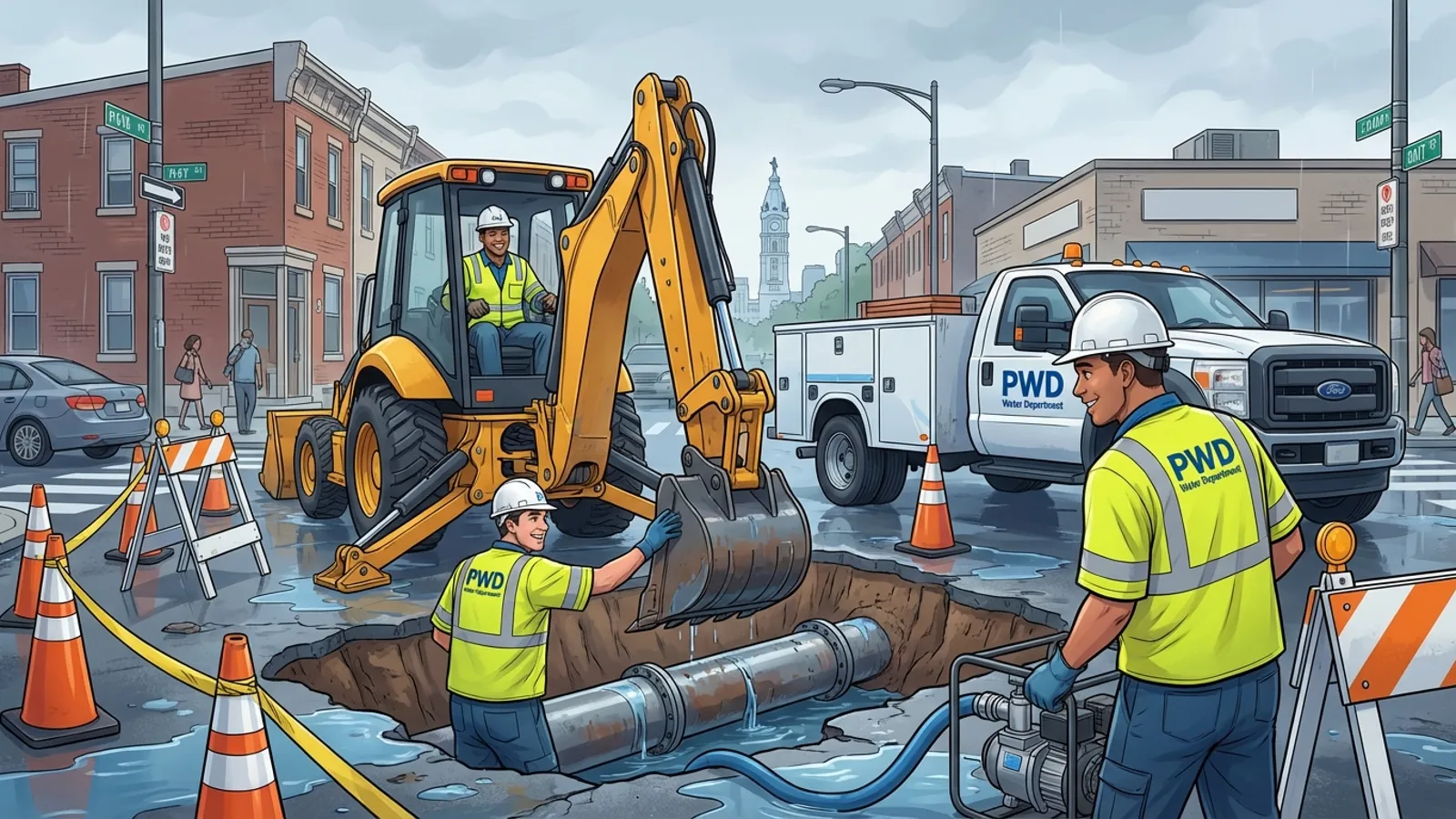 Philadelphia Water Mains Break — Crews Mobilize Fast