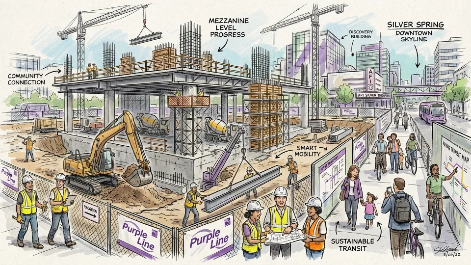 Purple Line Builds New Transit Hub at Silver Spring
