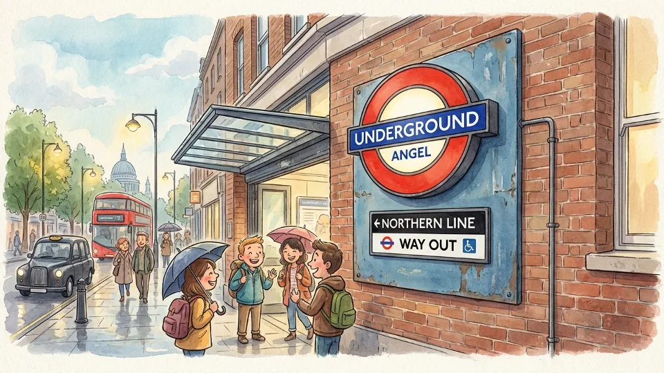 Northern line roundel sign at Underground station entrance with TfL branding and wayfinding information