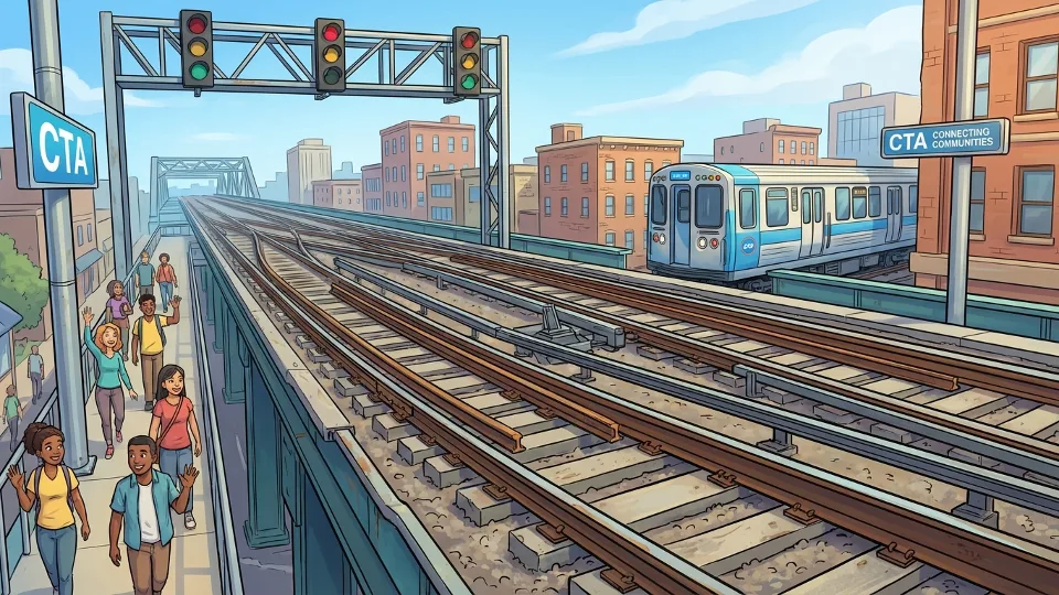 CTA Blue Line track infrastructure showing rail switches and signal equipment