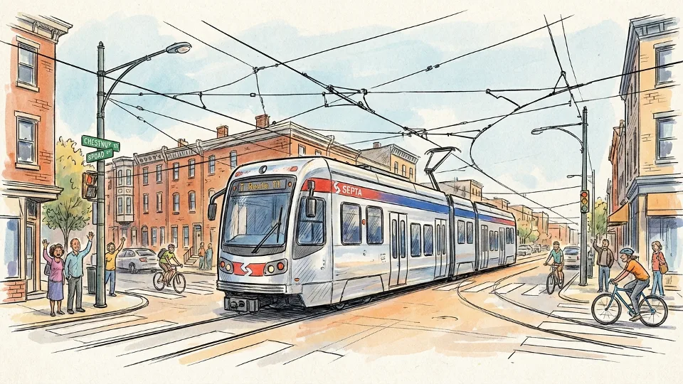 Philadelphia T1 Trolley Adapts After Track Blockage