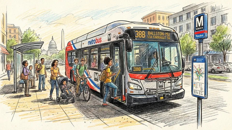 Metro bus at station stop with passengers boarding during daytime