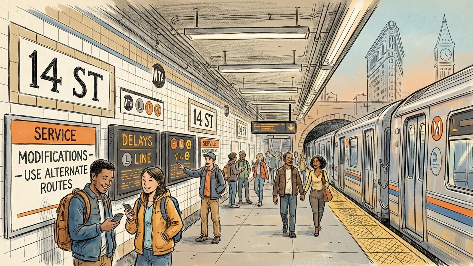 NYC 14 St Station Adapts to Single-Track Service