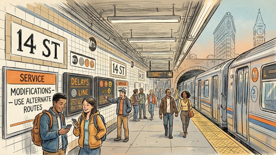 NYC 14 St Station Adapts to Single-Track Service