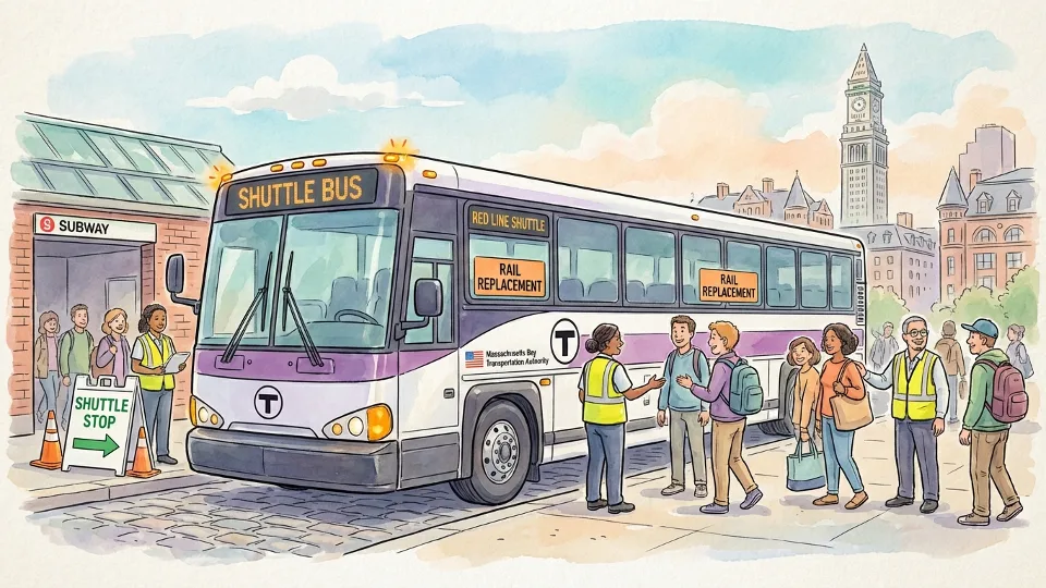 MBTA shuttle bus providing alternative transportation during rail service disruption