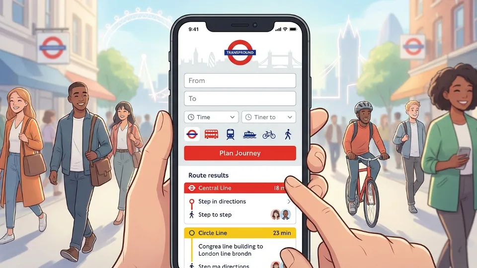 TfL digital journey planner interface on smartphone screen