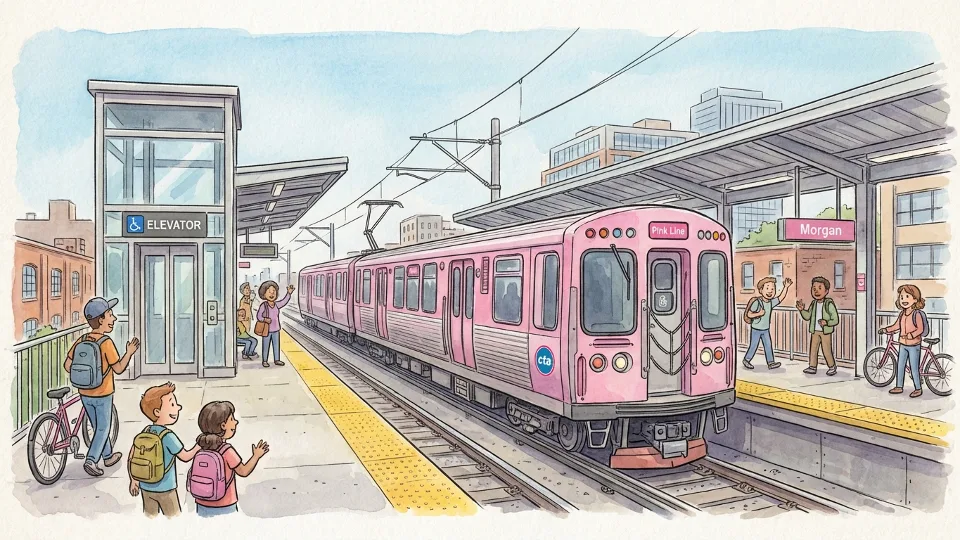 Chicago Pink Line Elevator Repair Underway at Morgan