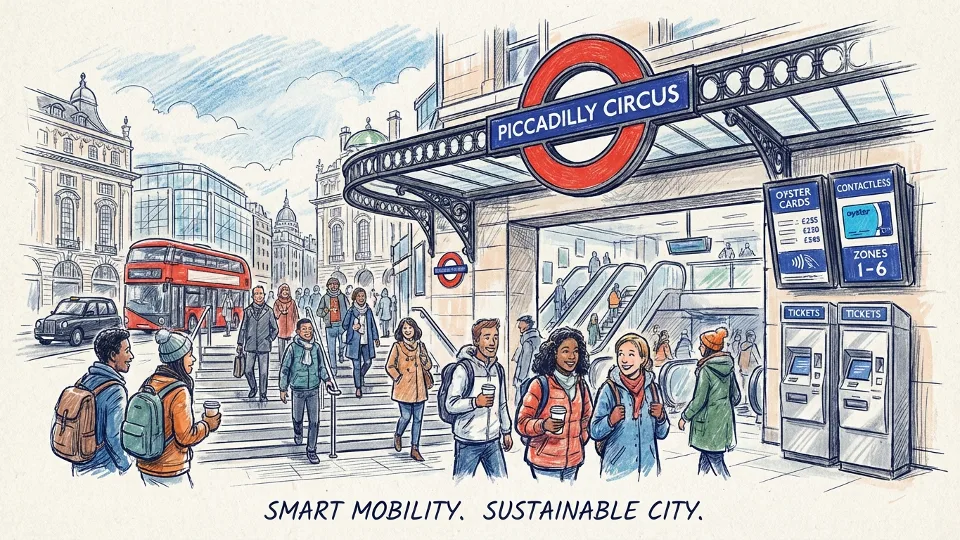 London Underground station entrance with TfL roundel sign and fare information display