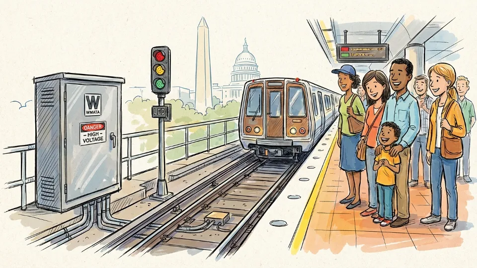 Metro train control signal equipment at subway station