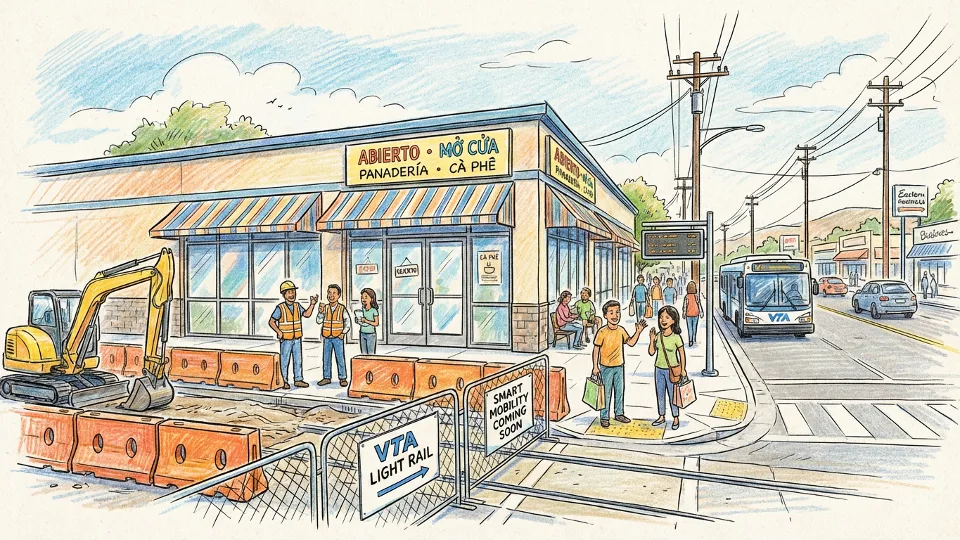 Small business storefront on Capitol Expressway in East San Jose near VTA light rail construction