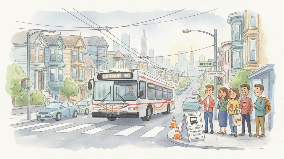 SF Line 96 Adjusts Route Around Crossing Issue