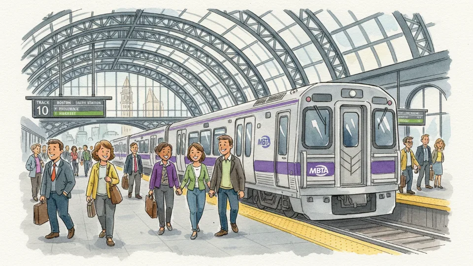 Boston Train Departs South Station Right on Time