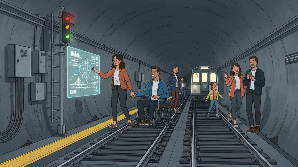 MBTA signal equipment and track infrastructure at subway station