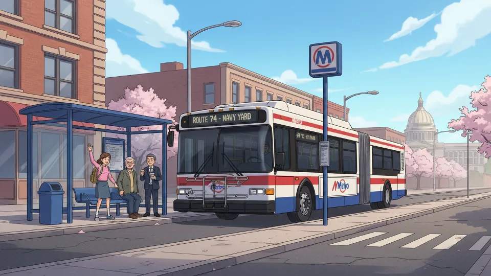Metro transit bus at station stop in Washington DC area