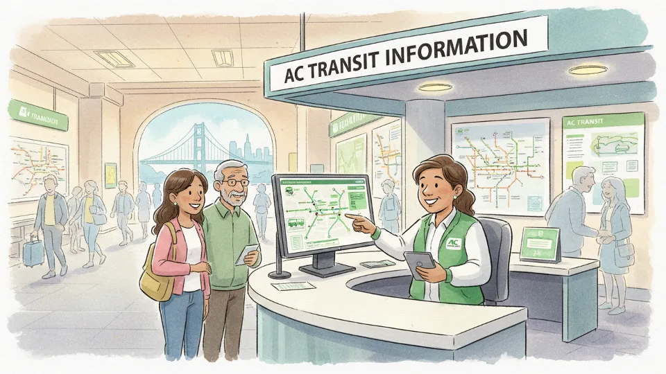AC Transit customer service representative providing transit information with digital tracking system