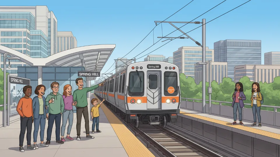 Metro Orange Line train approaching Spring Hill station
