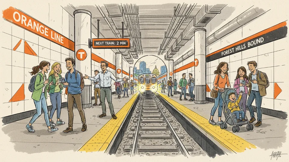 MBTA Orange Line station interior showing platform and track area