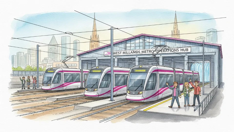 Tram depot facility with replacement tram vehicles ready for deployment