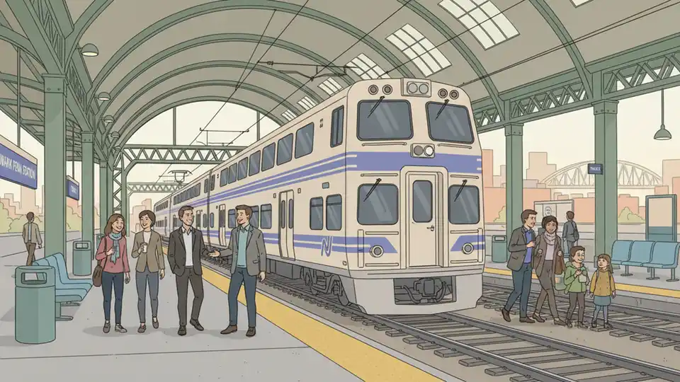NJ Transit train at Newark Penn Station platform