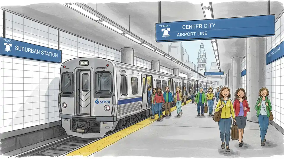 Philadelphia Train 3561 Starts at Suburban Station