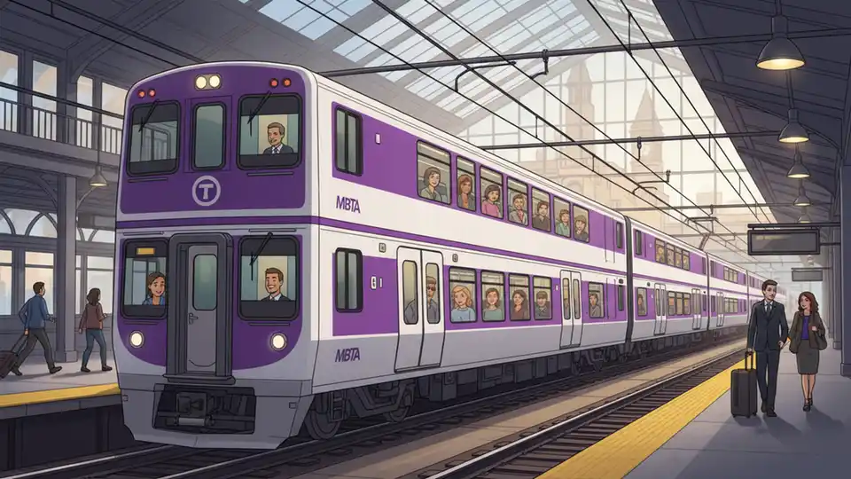 Boston Train Departs South Station on Schedule