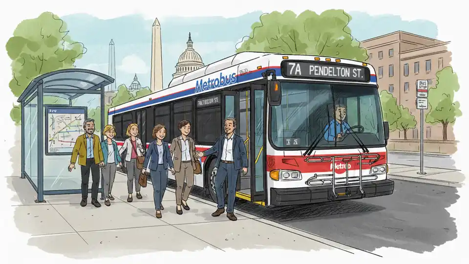 Bus passengers exiting through front door while rear door remains closed at transit stop
