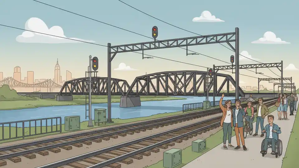 Portal Bridge rail infrastructure with signal equipment along Northeast Corridor tracks