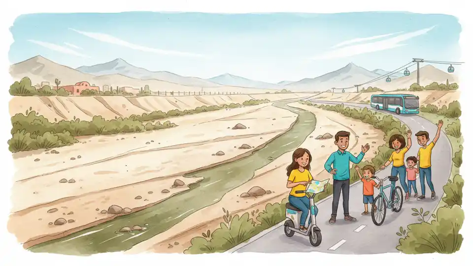 Rio Grande riverbed showing mostly dry conditions with minimal water flow near the U.S.-Mexico border