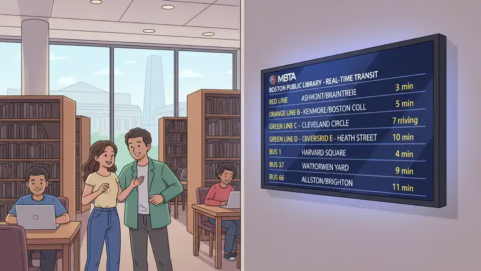 MBTA Expands Real-Time Screens to Boston Libraries