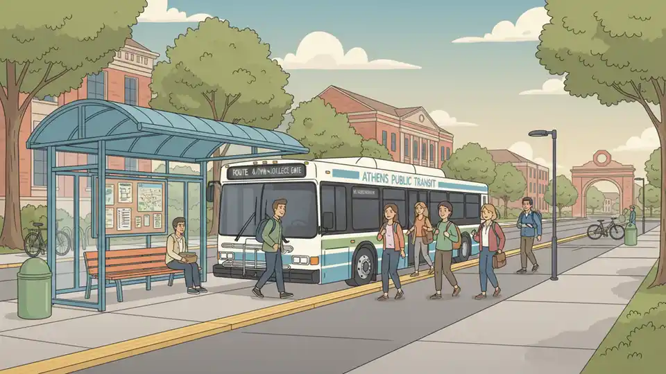 Metro transit vehicle at station platform with passengers boarding during daytime service