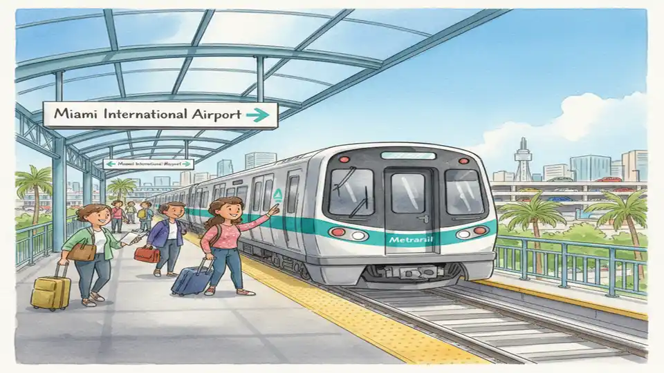 Miami Metrorail train at Miami International Airport station platform