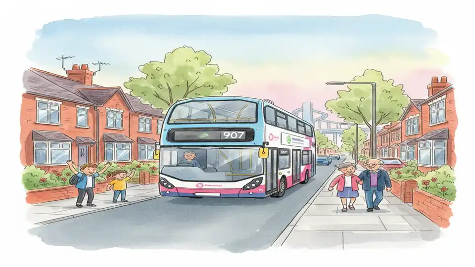 Birmingham Bus 907 Reroutes for Road Work