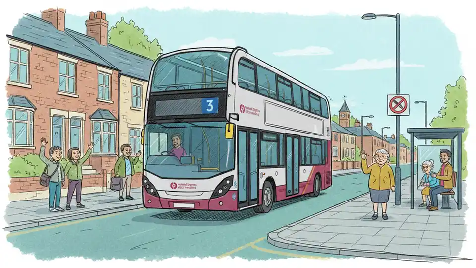 NX West Midlands Service 3 bus on street in Rowley Regis with residential buildings and road infrastructure visible