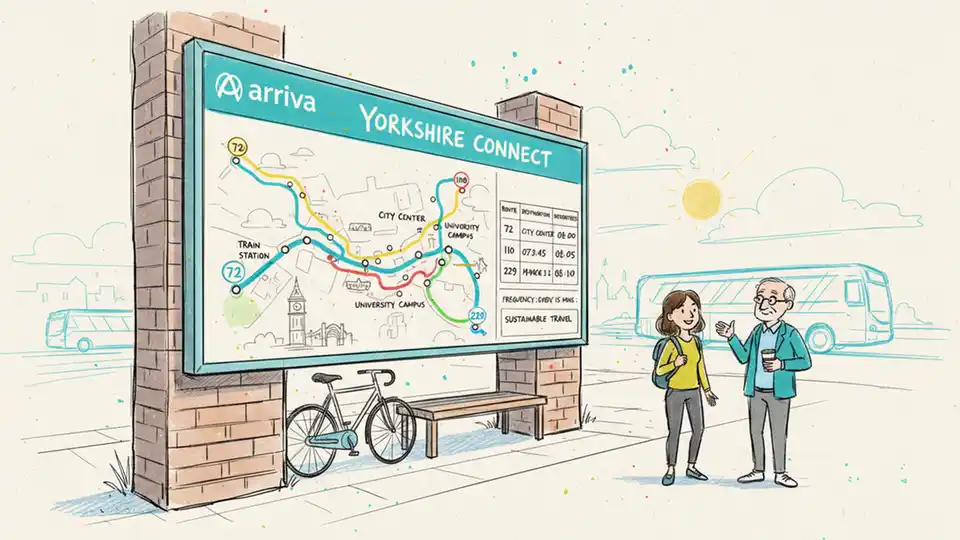 Arriva bus route map display showing multiple route numbers at transit station