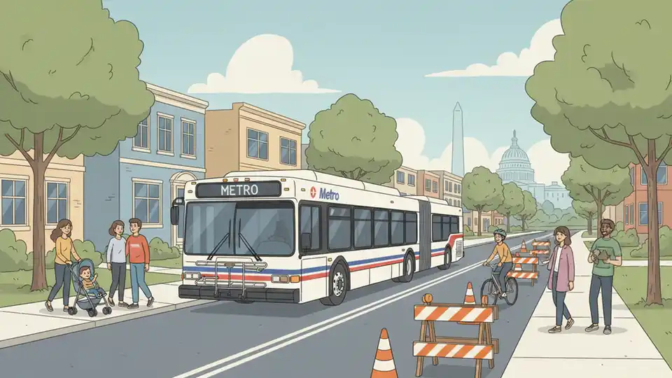 F20 Bus Detours in West Falls Church for Work
