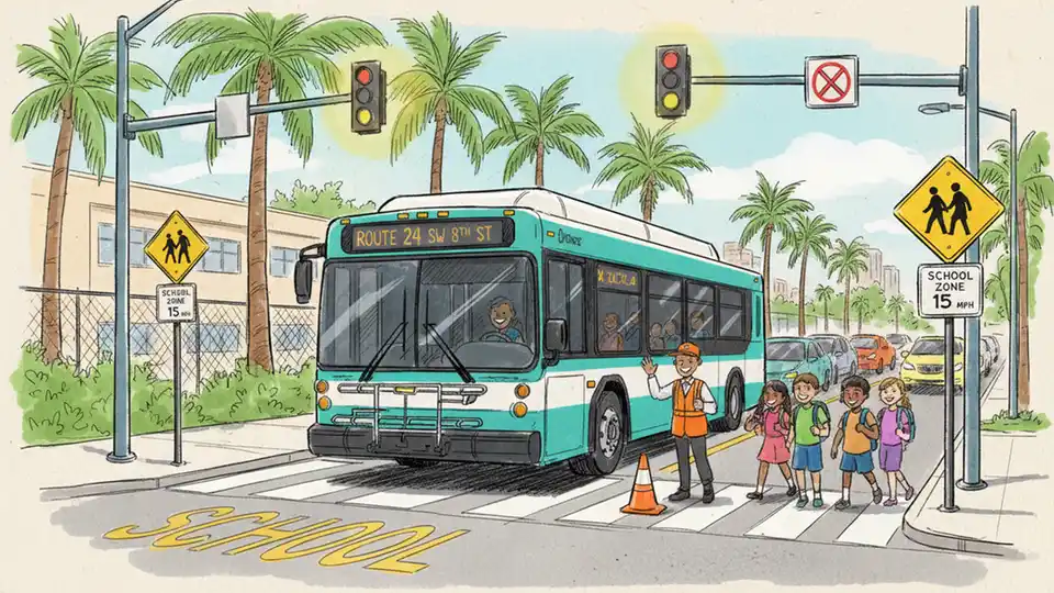 Route 2 Stop Adjusts for School Zone Safety