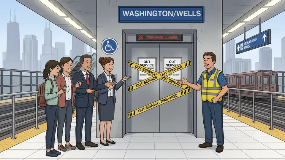Brown Line Elevator Out at Washington/Wells