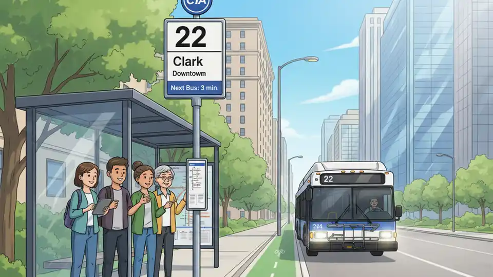 CTA bus route sign showing route number and destination at Chicago bus stop