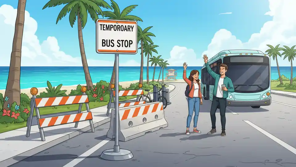 Greater Miami A1A Stop Relocated During Construction