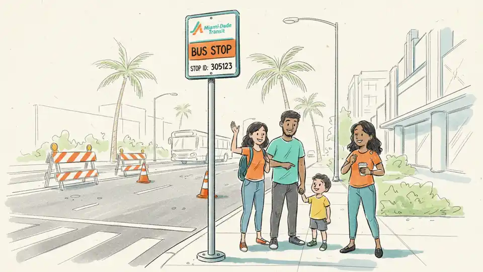 Miami Bus Stop Closes for Road Construction