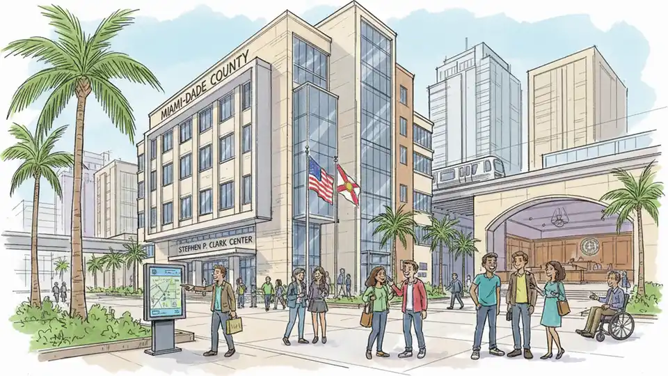 Miami-Dade County government building where Board of County Commissioners meets for transportation certificate approvals