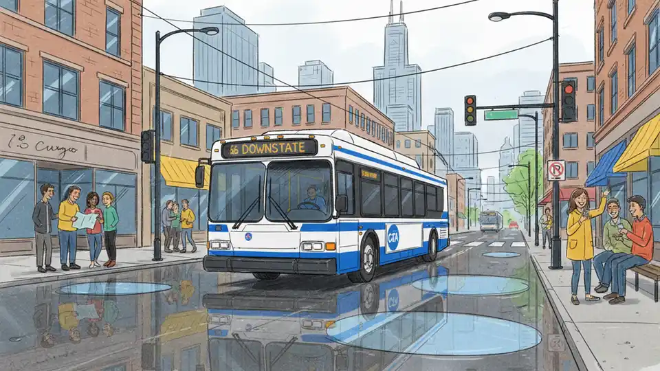 CTA Route 8 Reroutes Around Flooding on Halsted