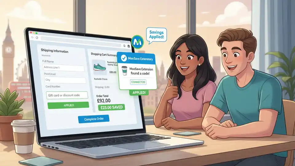 Online shopping checkout page with discount code being automatically applied by browser extension