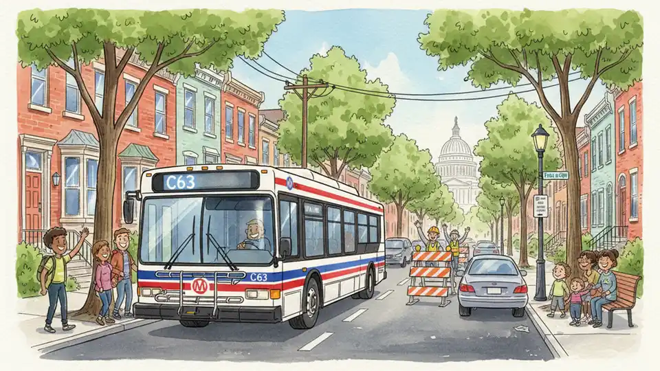WMATA C63 Detours Around Franklin St Construction