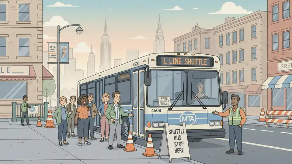 MTA shuttle bus providing alternative service during subway maintenance work